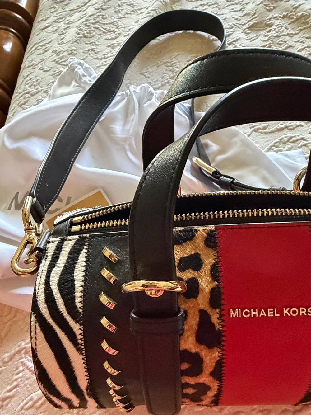 MICHAEL KORS Leather with Haircalf Barrel Bag - Picture 5 of 15